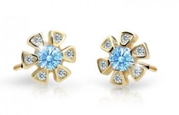 Cutie Jewellery Zlaté detské náušnice C2156-30-X-1 svetlo modrá