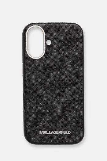 Puzdro na mobil Karl Lagerfeld iPhone 16 čierna farba, KLHMP16SPSAFWMCK