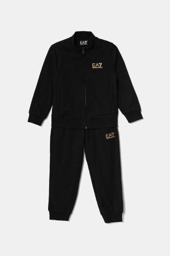 Detská bavlnená tepláková súprava EA7 Emporio Armani čierna farba, 7B000030 AF10380