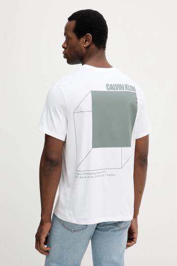 Bavlnené tričko Calvin Klein Jeans pánske, biela farba, s potlačou, LV04RC805G