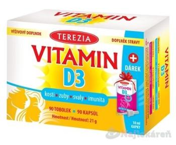 TEREZIA VITAMÍN D3 1000 IU 90 ks + darček kvapky Vitamín D3 BABY 400 IU 10 ml