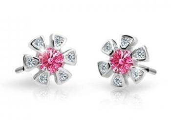 Cutie Jewellery Detské náušnice z bieleho zlata C2156-30-X-2 fuchsiová