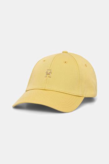 Bavlnená šiltovka Tommy Hilfiger žltá farba, s nášivkou, AW0AW17128