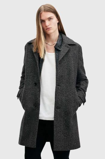 Vlnený kabát AllSaints FINCHER šedá farba, vlnená, M016OB