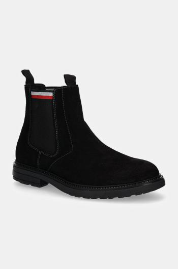 Semišové topánky chelsea Tommy Hilfiger HILIFGER OUTDOOR SUEDE CHELSEA pánske, čierna farba, FM0FM05191