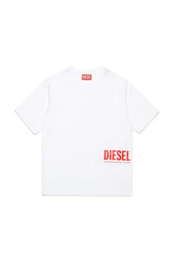 Detské bavlnené tričko Diesel MTFIND OVER T-SHIRTS biela farba, s potlačou, J02283