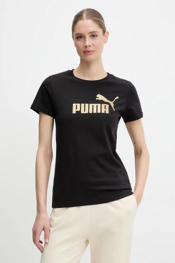 Bavlnené tričko Puma dámske, čierna farba, 631536