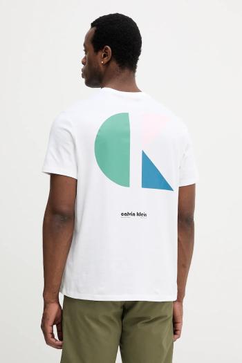 Bavlnené tričko Calvin Klein Jeans pánske, biela farba, s potlačou, LV04RC827G