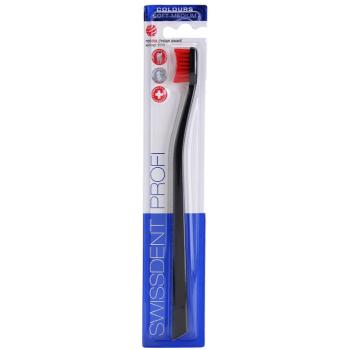 Swissdent Profi Colours Single zubná kefka soft - medium Black & Red 1 ks