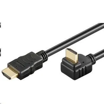 PremiumCord HDMI High Speed+Ethernet kábel, pozlátený zahnutý konektor 270 ° 1m