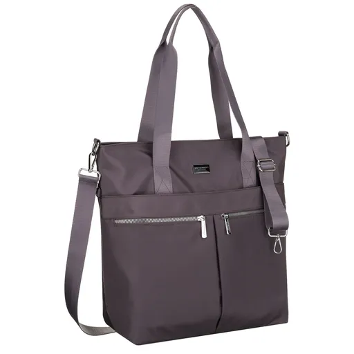 Dámska šedá shopper taška z polyesteru s nastaviteľným odnímateľným remienkom