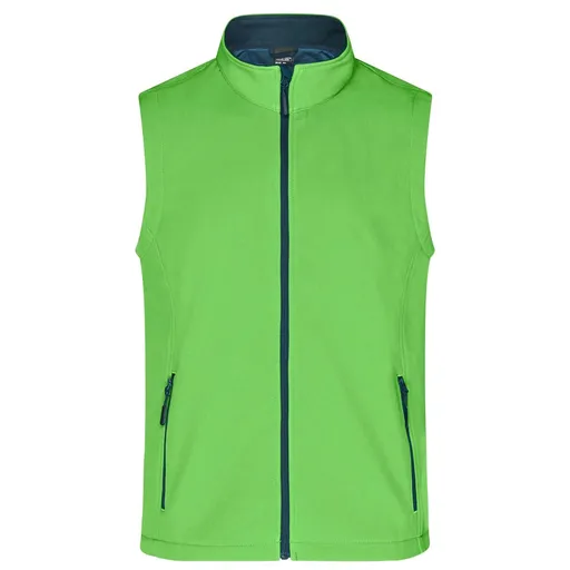 James & Nicholson (Daiber) Pánska softshellová vesta JN1128 - Zelená / tmavomodrá | XL