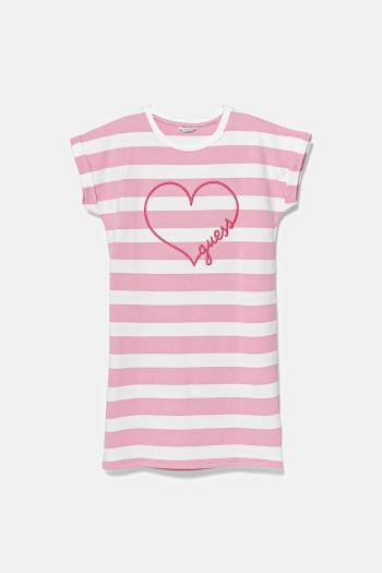 Dievčenské šaty Guess ružová farba, mini, rovný strih, J5GK33 KBOR4