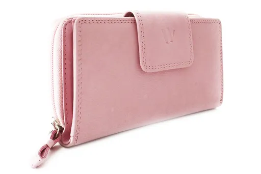 Svetloružová dámska kožená peňaženka so zápinkou 511-0684-71