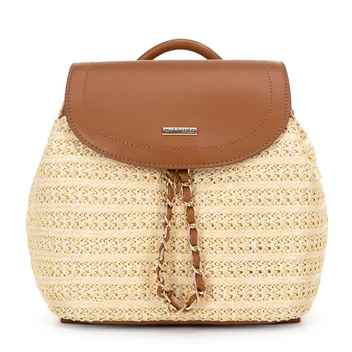 Pletený ruksak s trojzubcom béžovo-hnedý