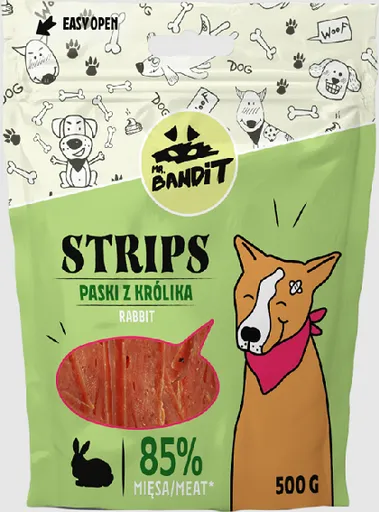 Mr. Bandit rabbit strips - maškrta pre psy 500g
