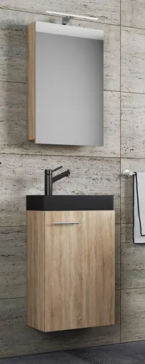 VCM 3dílná umyvadlová skřínka pro hosty Slito BL se zrcadlem, dub sonoma