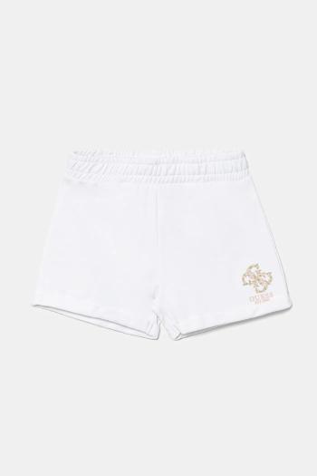 Detské bavlnené šortky Guess biela farba, s nášivkou, J5GD24 KA6R4