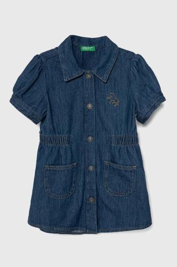 Dievčenské rifľové šaty United Colors of Benetton mini, áčkový strih