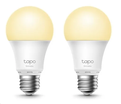 TP-Link Tapo L510E (2-pack) múdra WiFi stmievateľná LED žiarovka (biela, 2700K, 806lm, 2, 4GHz, E27)