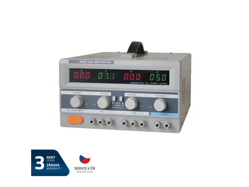 Zdroj laboratórny Geti GLPS 3005E 2x0-30V/ 0-5A+ (5V-3A)