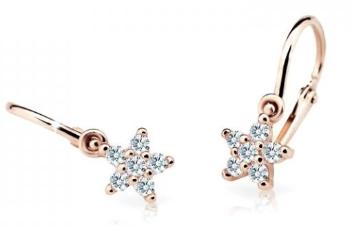 Cutie Jewellery Trblietavé detské náušnice z ružového zlata C2118-10-X-4 biela