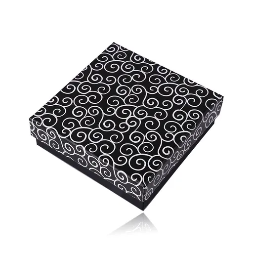Darčeková krabička na náhrdelník alebo set - čierna farba, povrch s motívom ornamentu
