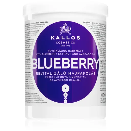 Kallos KJMN Professional Blueberry revitalizačná maska pre suché, poškodené, chemicky ošetrené vlasy 1000 ml