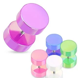 Falošný plug do ucha - farebné valčeky s perleťovým povrchom - Farba piercing: Biela