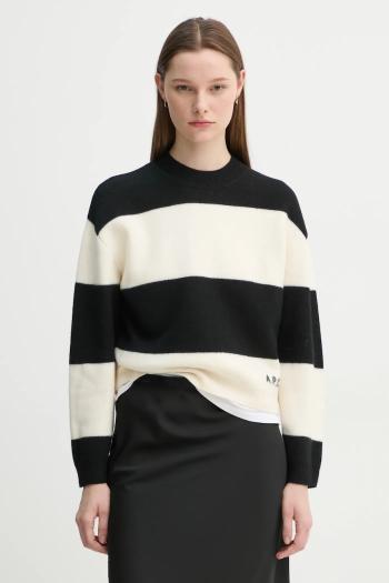 Vlnený sveter A.P.C. pull penny dámsky, čierna farba, s polorolákom, WVBDL.F23370