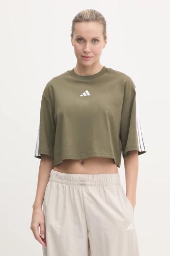 Bavlnené tričko adidas Essentials dámske, zelená farba, JE1199