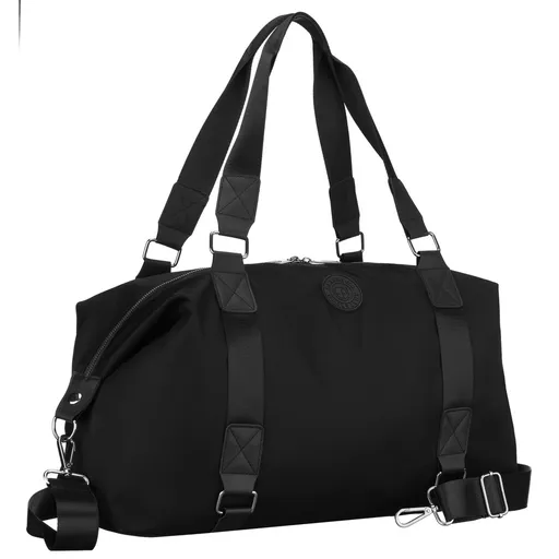 Damska torba treningowa z poliestru w czarnym kolorze zamykana suwakiem - Peterson