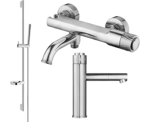 MEXEN/S - Diamond DS70 Set umývadlovej a vaňovej batérie s príslušenstvom, chróm 71503DS70-00