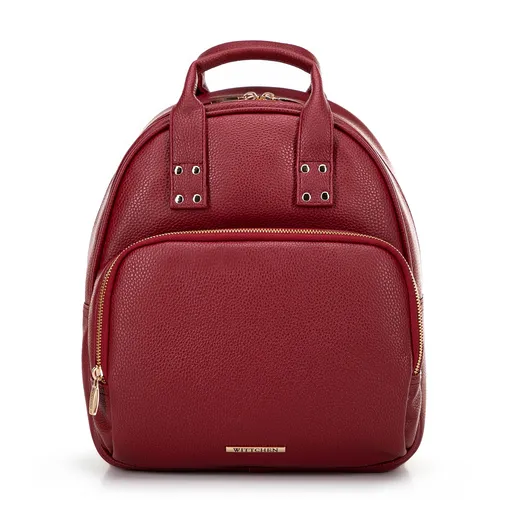 Dámsky ruksak z ekokože s držadlami červený 100-4Y-002-3