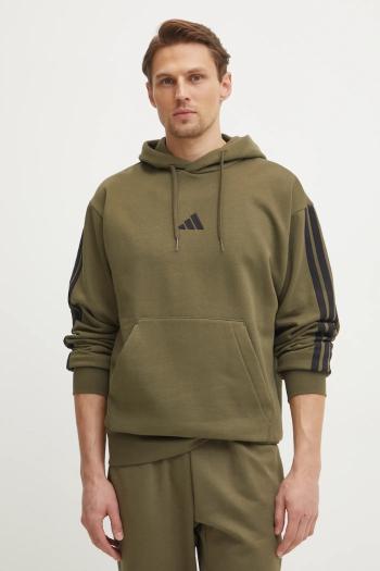 Mikina adidas Essentials pánska, zelená farba, s kapucňou, s nášivkou, JD1847
