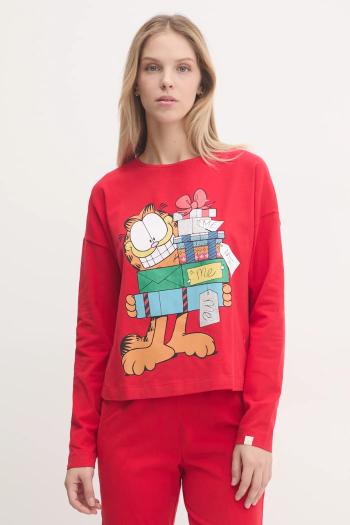 Pyžamové tričko s dlhým rukávom United Colors of Benetton x GARFIELD červená farba, 3DKE3M06L