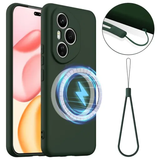 RUBBER MAGSAFE Silikónový kryt pre Honor 400 Pro 5G zelený