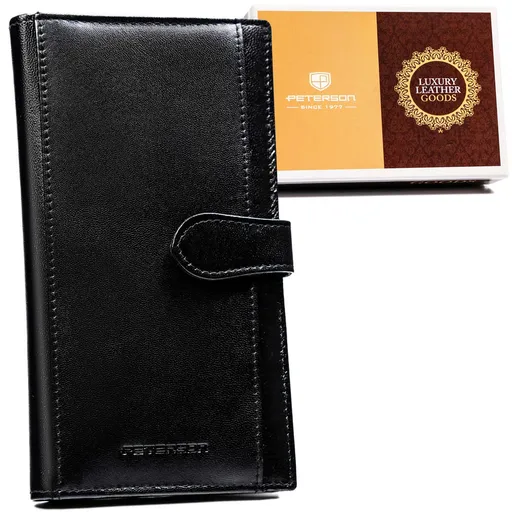 Veľká, praktická, kožená dámska peňaženka na patentku - Peterson