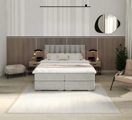 FDM Manželská posteľ LINCOLN Boxspring | sivá 180 x 200 cm