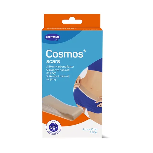 COSMOS Scars silikónová náplasť na jazvy s UPF 50+ 4 × 30 cm 5 kusov