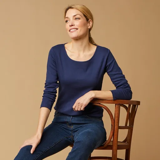 Jednofarebné tričko z bio bavlny s dlhými rukávmi