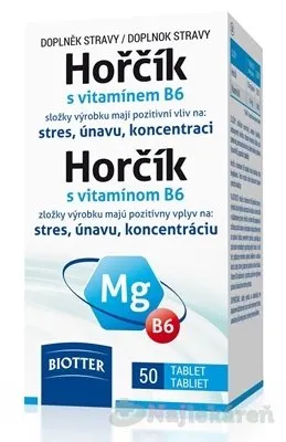 Biotter Horčík s vitamínom B6 horčík 50 tabliet