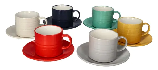 MAKRO - Šálka s podšálkou 180ml, 6ks