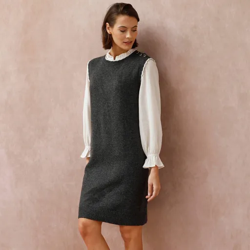 Pulóvrové šaty bez rukávov, s prímesou vlny