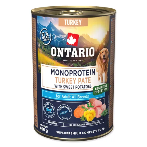 Konzerva Ontario Adult monoprotein morčacie paté s batátmi 400g