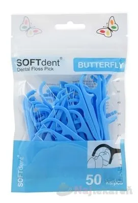SOFTdent Butterfly dentálne špáradlá s niťou 50 ks