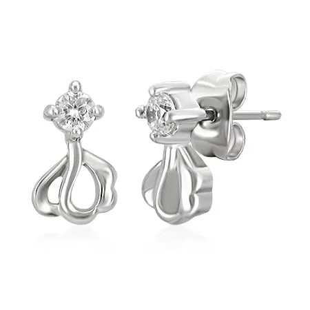 Oceľové náušnice - číry zirkón, kvet