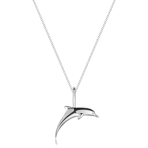 Náhrdelník - retiazka z drobných očiek a prívesok delfína, striebro 925