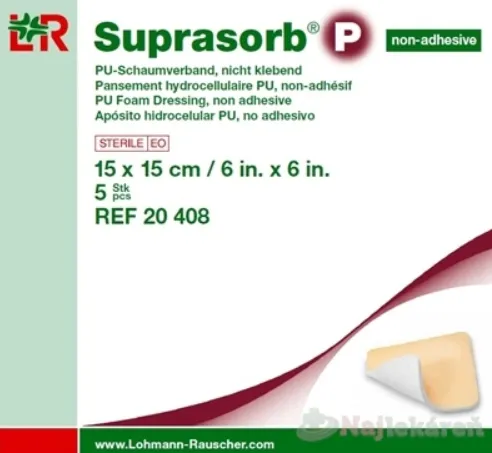 Suprasorb PU Krytie na rany nelepiace penové polyuretánové15 x 15 cm 5 ks