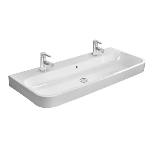 Duravit Happy D.2 umývadlo 120x50,5 cm s dvoma otvormi pre batériu 23181200261